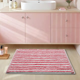 Soft Tufting Stripe Bathroom Mat Floral Tulip Bedroom Carpet Anti-slip Tidy Rug Doormat Foot Dry Pad Aesthetic Home Room Decor