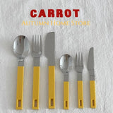 Yellow Resin Handle Stainless Steel Knife Fork Spoon Dessert Fork Spoon Stainless Steel Tableware