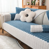 Quilted Velvet Sofa Covers, Couch Slipcover, Lace, Sectional Sofa Armchair Furniture Protector, Soft Warm, Non-slip