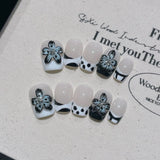 10pcs Butterfly Flower Fake Nails Medium Coffin False Nails Pearl Gradient Press on Nails French Nail Art Sweet Cool Nail Tips