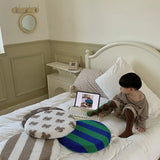 Autumn and winter warm Korean version of jacquard lamb wool seat cushion large lamb wool particles cutebear striped seat cushion