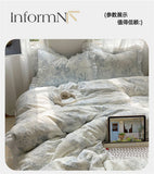 A-Class Skin Friendly Printing Bedding Set With Lace Duvet Cover Bed Sheet Pillowcases Four Piece Set Bedroom Decor Home Textile