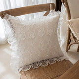 Romantic lace frill cushion cover white lace pillowcase decorative lotus edge throw pillow cover