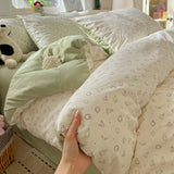 Ikeehome  new class A super soft washable four-piece cartoon quilt cover dormitory bed sheet three-piece bedding