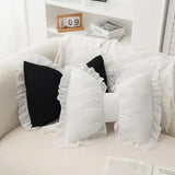 Simple Sofa Pillow Living Room Headboard Cushion Cute Bow Backrest Lace Edge Comfortable and Breathable Pillow Support Pillows