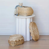 1 Rustic Rattan Woven Desktop Storage Basket Hand-Woven Home Stay Decoration Sundry Storage Basket Bathroom Desktop Storage Box