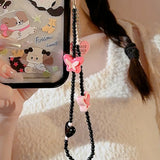 Simple Crystal Pearl Phone Chain Women Clay Beaded Phone Lanyard Devil's Eye Love Mobile Phone Strap Pendant Jewelry Accessories
