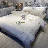 Ins Polka Dots Bedding Set Simple Print Duvet Cover Set With Pillowcases Flat Fitted Sheet Washed Cotton Skin Friendly For Adult