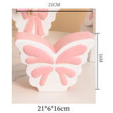 Lovely Pink Butterfly Ceramic Vase Table Decoration Artificial Flower Flowers Arrangement Bowknot Vases Room Aesthetic Decor