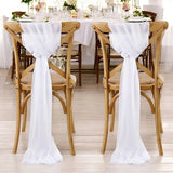 12Pcs Wedding Chair Sashes 7x108Inch Sheer Chiffon Chair Fabric Covers for Party Christmas Bridal Baby Shower Wedding Decoration