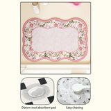 Beautiful Flower Pattern Bathroom Diatomite Carpets Non-Slip Water Uptake Room Foot Mat Set Quick Drying Resistant to Dirt Home