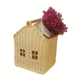 1pc Nordic Handmade Woven Decorative Basket, House-Shaped Storage Basket, Desktop Hand-Carry Organizer, Suitable for Living Room