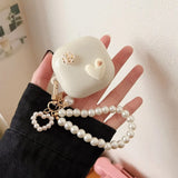 Cute 3D Heart Love Silicone Earphone Case for Samsung Galaxy Buds Live / Buds Pro / Buds 2 / Buds2 Pro Cover With Bead Pendant