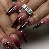 24pcs Long Stilleto Press on Fake Nail Leopard Print Design False Nails with Golden Foil Wearable French Full Cover Nail Art Tip