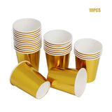 Gold Birthday Party Decorations Disposable Tableware Disposable Golden Plates Cups Kids Adult Wedding Bachelor Party Supplies