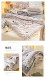 French Style Double-Layer Yarn Bean Quilt Spring and Autumn Warmth Quilt Adult Double Four Seasons Comforter Quilt Lace Ruffles