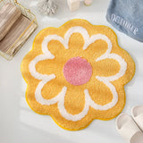 Cute Round Flower Tufting Rug Carpet Soft Plush Tuftted Feet Paid Carpet  Bathroom Anti-slip Doormat Sofa Bedside Rugs