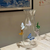 Creative 3D Butterfly Vase Jar Handcraft Home Decor Bottle Butterfly Vase Glass For Gift Party Living Room Tabletop Countert