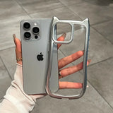 Luxury Plating Silicone Cute Cat Ears Armor Bumper Case For iPhone 15 14 13 12 11 Pro Max Plus Shockproof Protective Cover