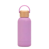 350ML Small Mouth THERMOS CUP Portable Handle Bamboo Wood Cover Vacuum Double Stainless Steel Simple Outdoor MINI WATER BOTTLE