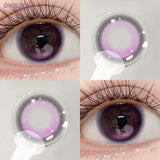 Fixed Axis Colored Contacts Ash Violet Kawaii Eye Makeup Lenses Free Tweezers Gift For Women Student Campus