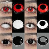1Pair Cosplay White Color Contact Lenses Halloween Scary Contact Lenses Crazy Red Eye Makeup Lenses Black Beauty Pupils
