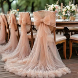 50-10pieces 200x75cm gauze Chair Back Veil Wedding Chair Sashes Wedding Chair Bows Covers Ribbon Party XMS Aisle Chair Decor