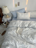 Pure Cotton Fledding Set Dr Pear Simple Elegance Cotton Quilt Cover eet Bed Canopy Four Piece Bedding Set