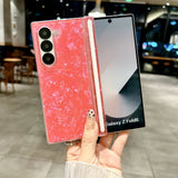 Luxury Aurora Shell Pattern Hard Case for Samsung Galaxy Z Fold 7 6 5 4 fold7 zfold Fold6 Colorful Acrylic Shockproof Back Cover