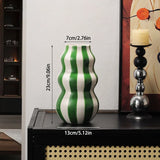Retro Stripe Ceramic Vase, Elegant Minimalist Home Decor for Living Room Table