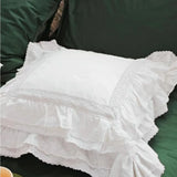 Pink/White Princess Embroidered Cushion Cover Ruffle Lace Cotton Pillow Cover Handmade Elegant Sofa Bedding Pillowcase 45X45cm