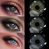 14.2mm Cleopatra Green Colored Contact Lenses Half Yearly Disposable Blue Brown Natural Soft Lens for Daily Eye Makeup