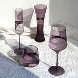 Purple Glass Wine Glass Minimalist Wine Glass Goblet Champagne Flute Vase & Tumbler Modern Home Bar Decor for Wine & Cocktail
