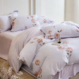 100% Cotton Bedding Set Brushed Fresh Flower Purple Duvet Cover Lovely Dog Sheet Set Red Blue Sheet King Queen for Bedroom Decor