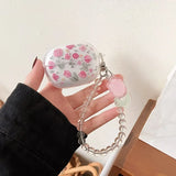 1pc Cartoon For Redmi Buds 5 Pro Case Transparent Fashion flower pattern Keychian Silicone Earphones Cover redmi buds 5Pro