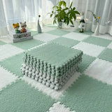Plush Puzzle Foam Floor Mat Baby Play Mat Cute Soft Fluffy Interlocking Square Foam Tiles Area Rugs Carpet for Parlor Bedroom