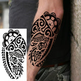 1 Sheet Compass Family Temporary Tattoos For Women Men Adults Flower Tribal Maori Totem Tattoo Sleeve Waterproof Temp Stickers