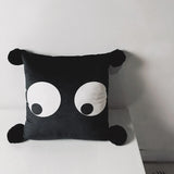 Funny Big Eyes Pillow Case Velvet Cushion Cover with Plush Ball Pillowcase Back Support Home Decorative Living Room Art Decor
