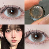 1 Year 2Pcs New Cosplay Colored Contact Lenses Myopia  Anime Cyber Gray Color Contacts with Power Foggy White  Halloween