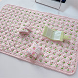 Korean Strawberry Garden Table Mat Cute Pink Quilted Edge Dinner Photo Props Tablecloth Birthday Gift Outdoor Picnic Tablecloth