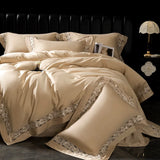 Premium 1000TC Egyptian Cotton Luxury Hollow Wide Edge Embroidery Bedding Set Duvet Cover Flat/Fitted Bed Sheet Pillowcases 4Pcs