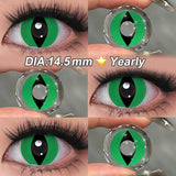 Yearly Use Cat Eye Halloween Contact Lenses For Eyes Cosplay Colored Eye Contacts Green/White Cosmetic Cosplay 14.5mm