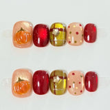 10pcs Short Square Handmade False Nails Tips Fantasy Glitter Cat's Eye Blue Press on Nails Sets Seashell Design Fake Nail Art