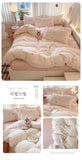 Knitted Class A Bedding Set Floral Style Bed Linen Set Soft Double Yarn Four-Piece Set Quilt Cover Set Bed Sheets Gift for Home