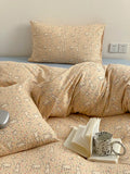 Ikeehome  Korean Sle Cartoon INS Pure Cotton  Cotton Bedding Set 4pcs Bed eet Cover Duvet Cover Pillowcase Bedding