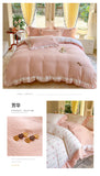 Korean Style Bedding Sets Four Piece Set With Lace Bed Flat Sheet Pillowcase Duvet Cover Set 200x230cm King Size Home Textiles