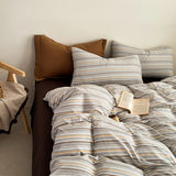 New plaid printing skin-friendly and comfortable double-layer yarn small fresh printing four-piece set, dormitory