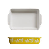 1Pc Double-Ear Ceramic Polishing Plate, Baking Pan, Household Small Eating Plate Baking Plate, Hand-Painted Relief Pattern Ceramic Plate, Suitable for Cooking, Barbecue, Cake, Dinner, Oven Safety, Kitchen Utensils, Gift Givin
