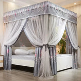 Double Layers Blackout Mosquito Net Princess Integrated Bedroom Dust Top Windscreen Bed Curtain with Bracket