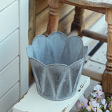 Rotundity Plant Planting Flowerpot Home Courtyard Garden Desktop Decoration Metal Grey Retro Flower Pots Bottom with Holes Vase